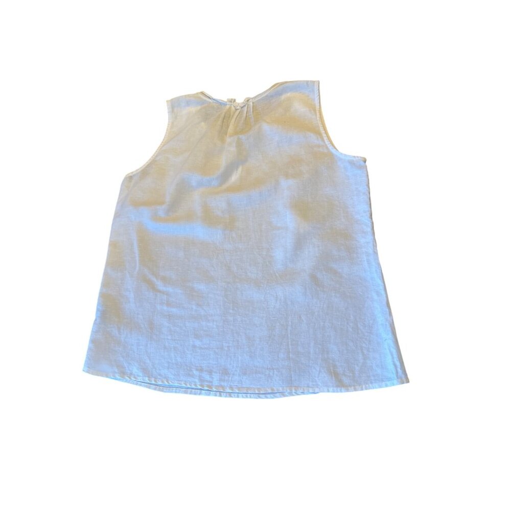 J.McLaughlin Womens Sleeveless Blouse Size M White Linen Cotton Blend Coastal - Picture 6 of 6